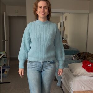 Hugo boss light blue oversized womens wool sweater small s